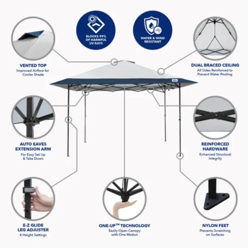 Carpa Toldo Instantánea E-Z UP ONE-UP de 13' x 13' Blanca_5