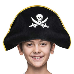 Sombrero Pirata Disfraz Capitan De Tela Para Niños Fiesta_0