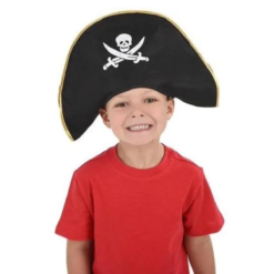Sombrero Pirata Disfraz Capitan De Tela Para Niños Fiesta_1