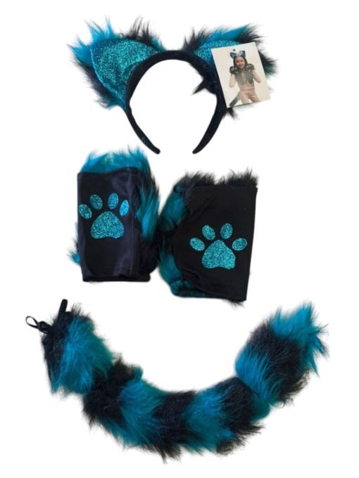 Juego Set Guantes Cola Orejas Para Cosplay Disfraz Halloween_5