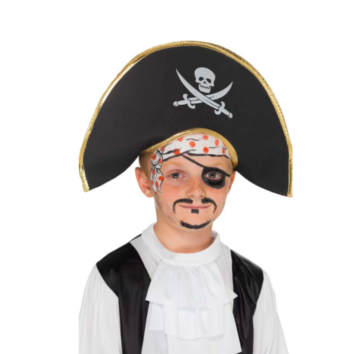Sombrero Pirata Disfraz Capitan De Tela Para Niños Fiesta_3