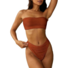 Conjunto Bikini Sexy Mujer Corte Alto Textura Rojo Ladrillo_0